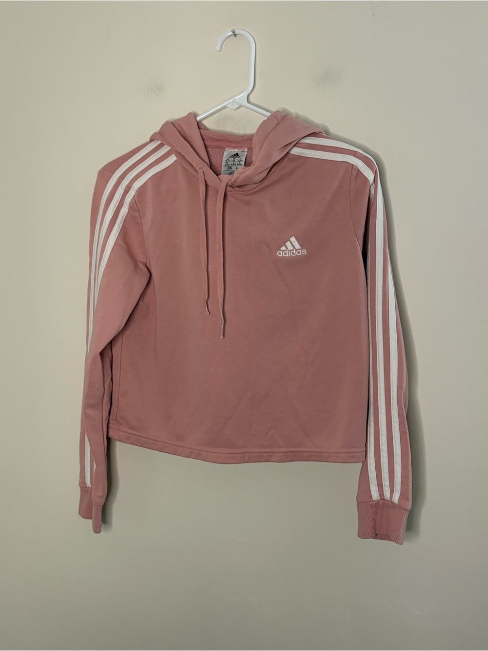 Adidas XS Women’s Pink Hooded Sweatshirt Cropped Sporty School Girly Travel